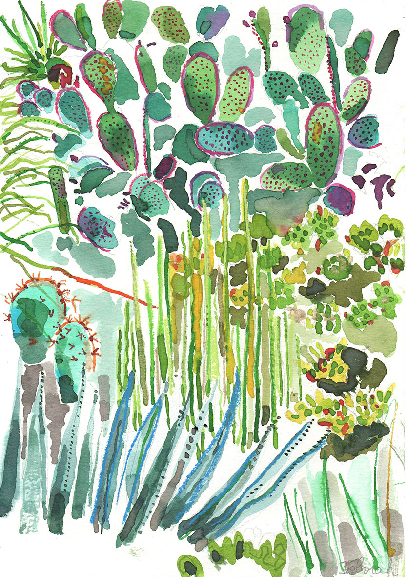 vendu - Dessin "cactus violets" – Image 2