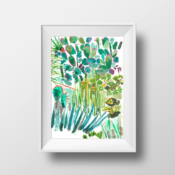 vendu - Dessin "cactus violets"