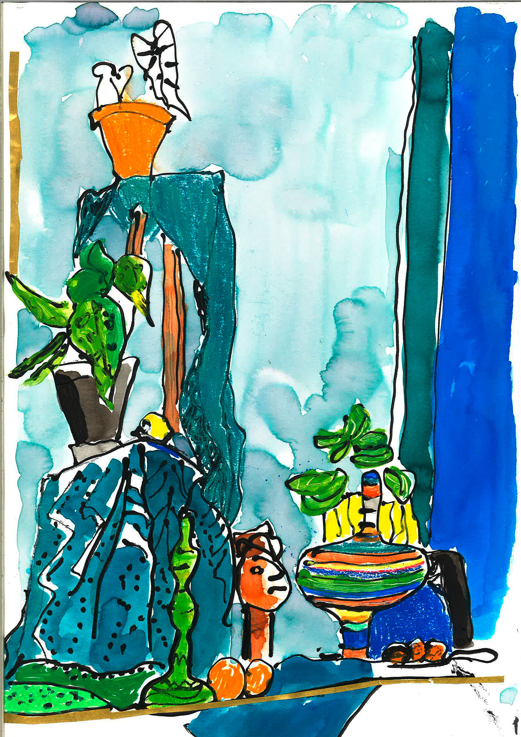 vendu - Dessin "nature morte bleue" – Image 2