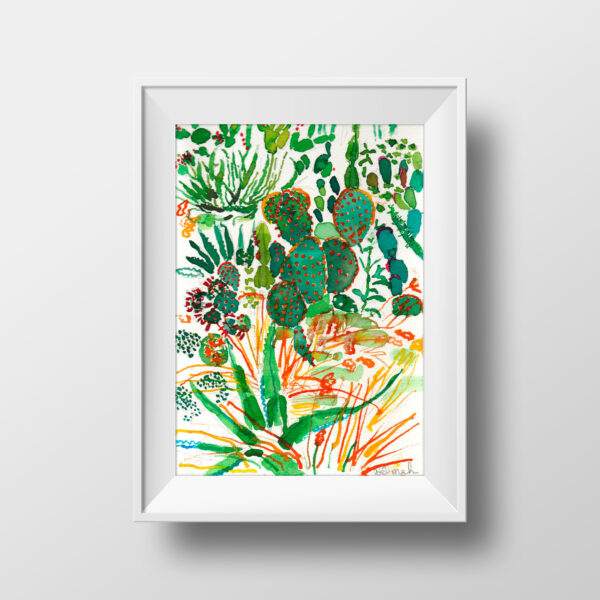 vendu - Dessin "cactus or"