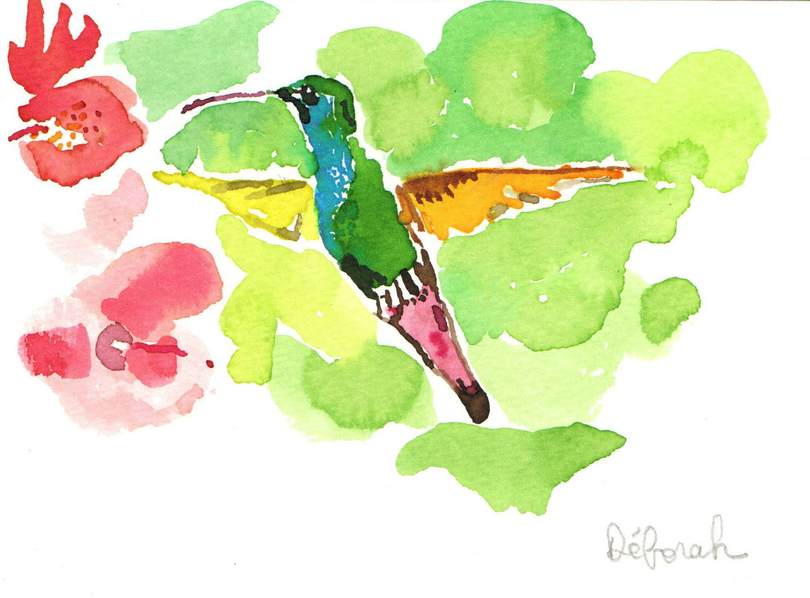 Dessin "colibri rose et vert" – Image 2