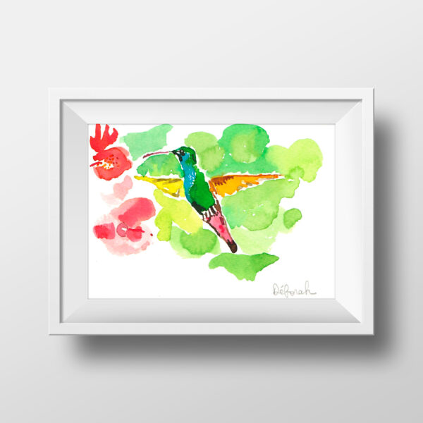 Dessin de colibri et fleurs