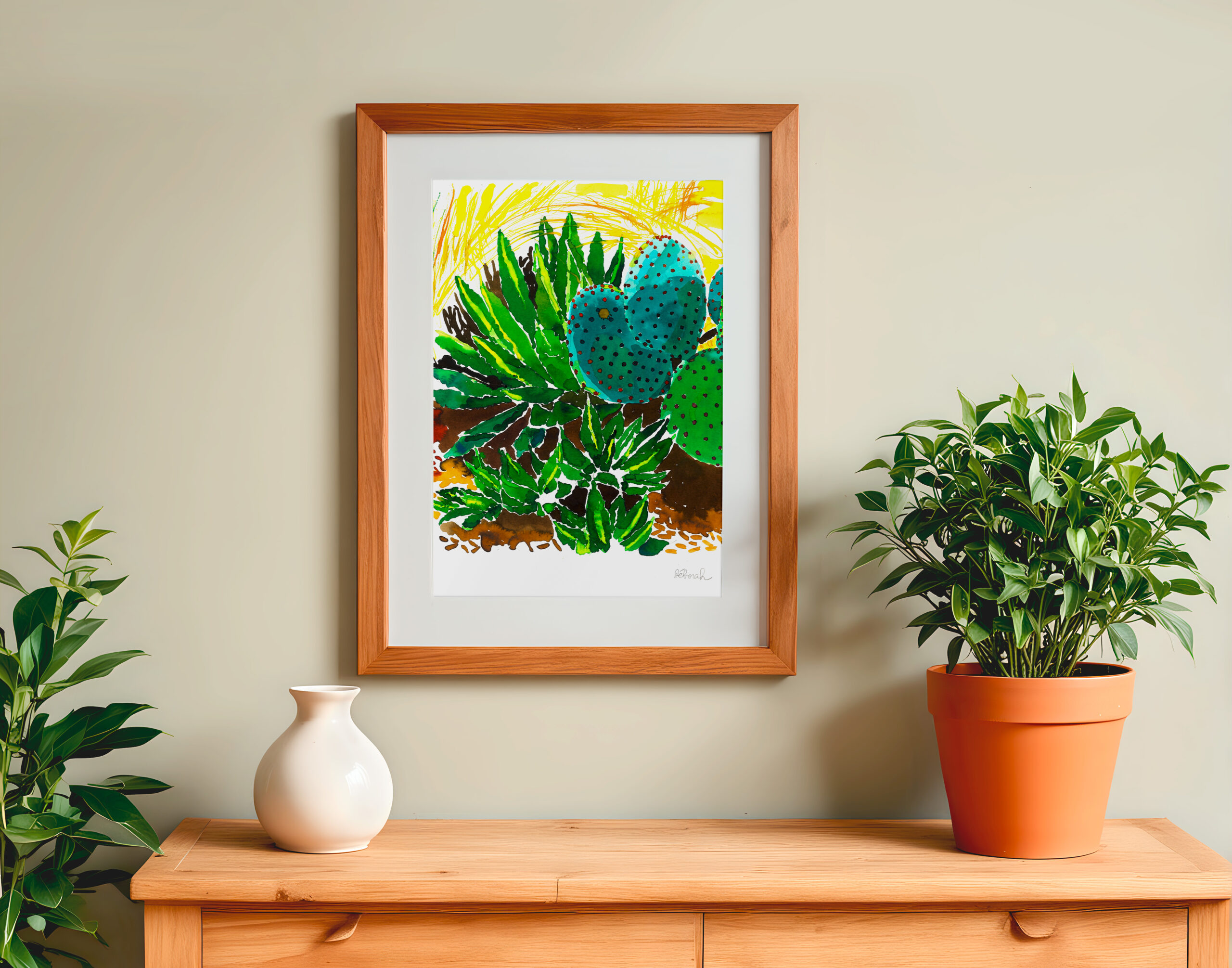 vendu - Dessin "grand cactus zoom"