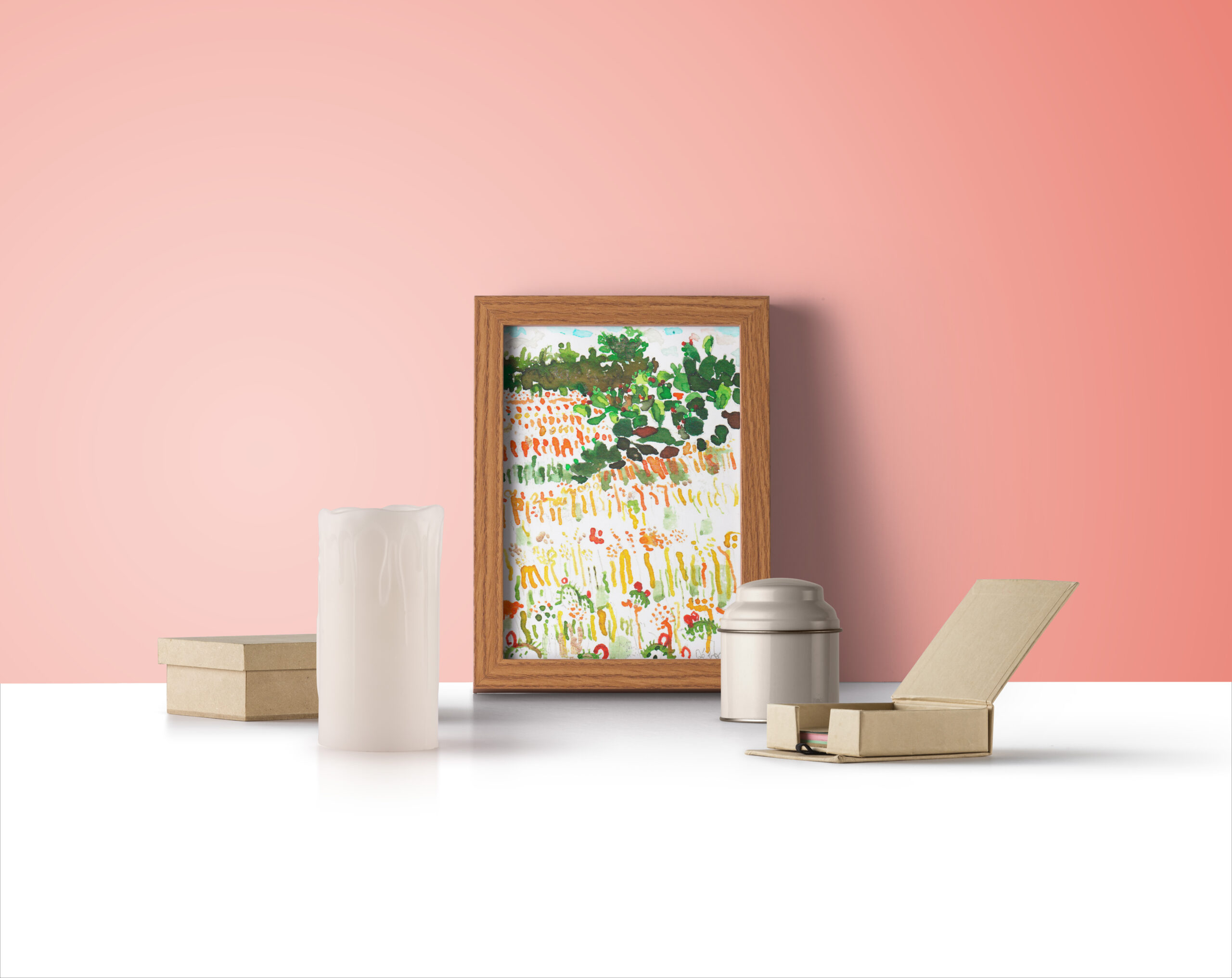 dessin "cactus dans le pré"