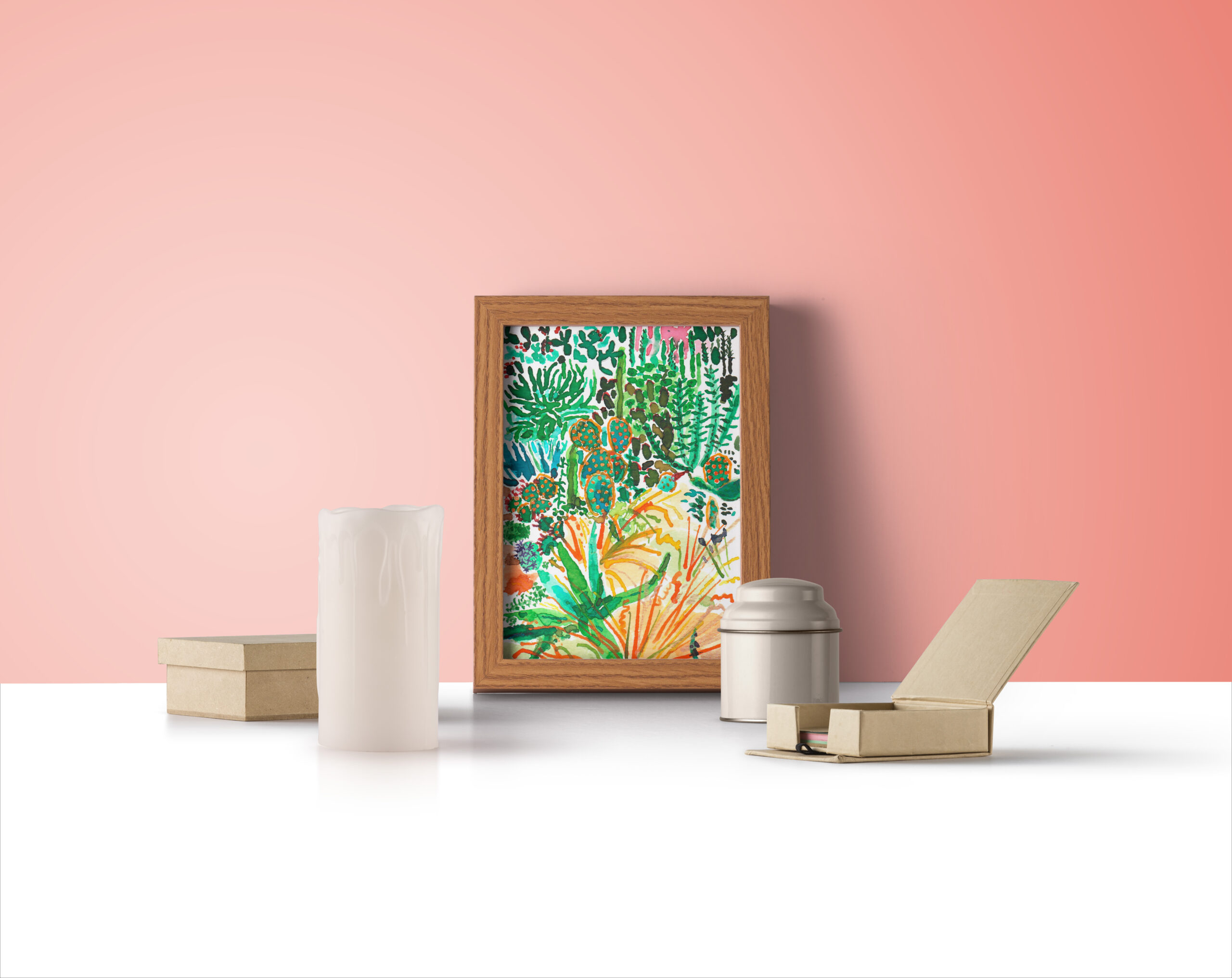 dessin "petit cactus or"