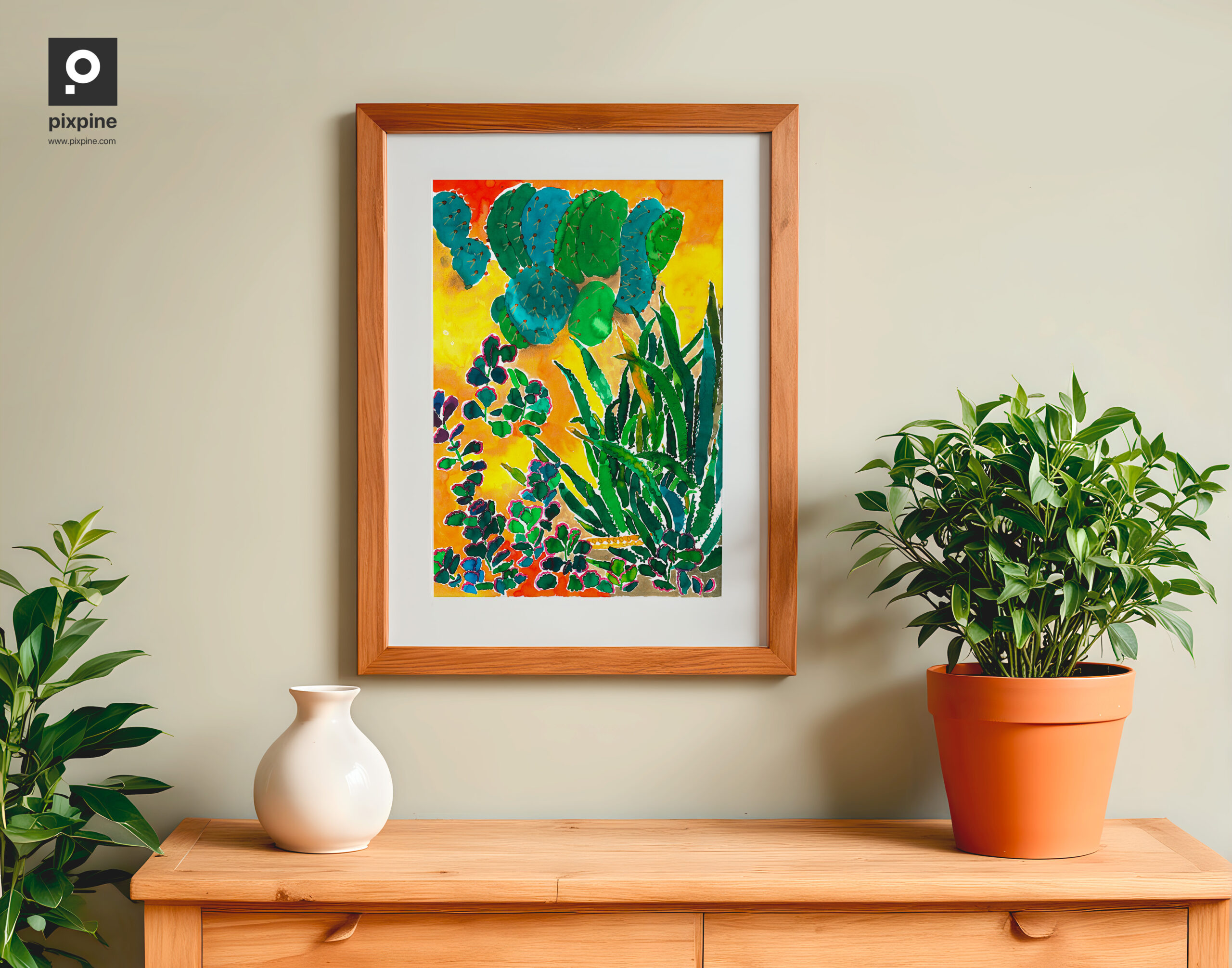 dessin "cactus, feu"