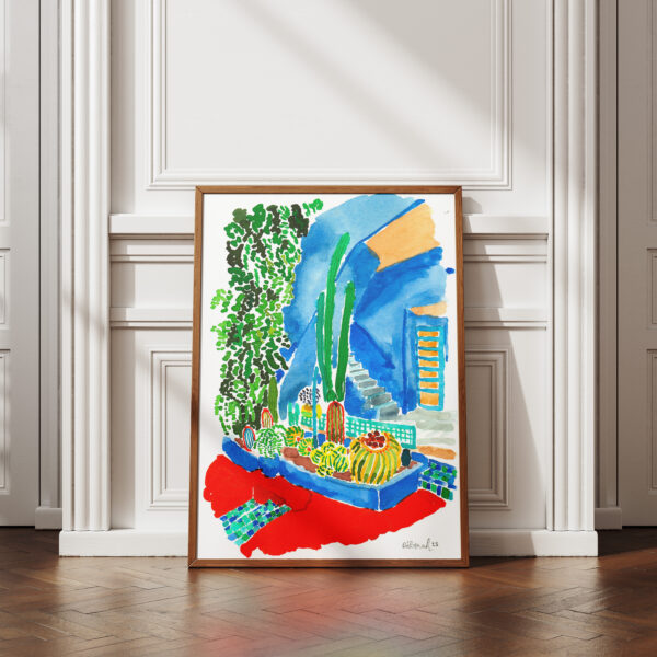 Dessin "jardin majorelle et sa maison"