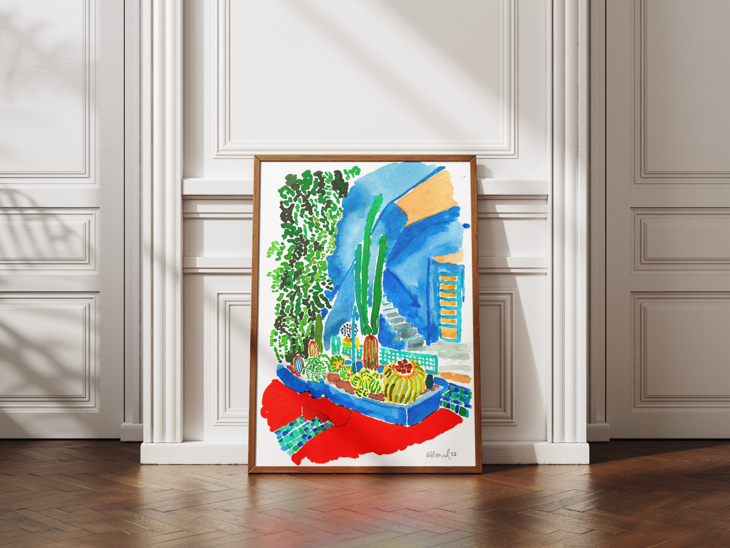 Dessin "jardin majorelle et sa maison"