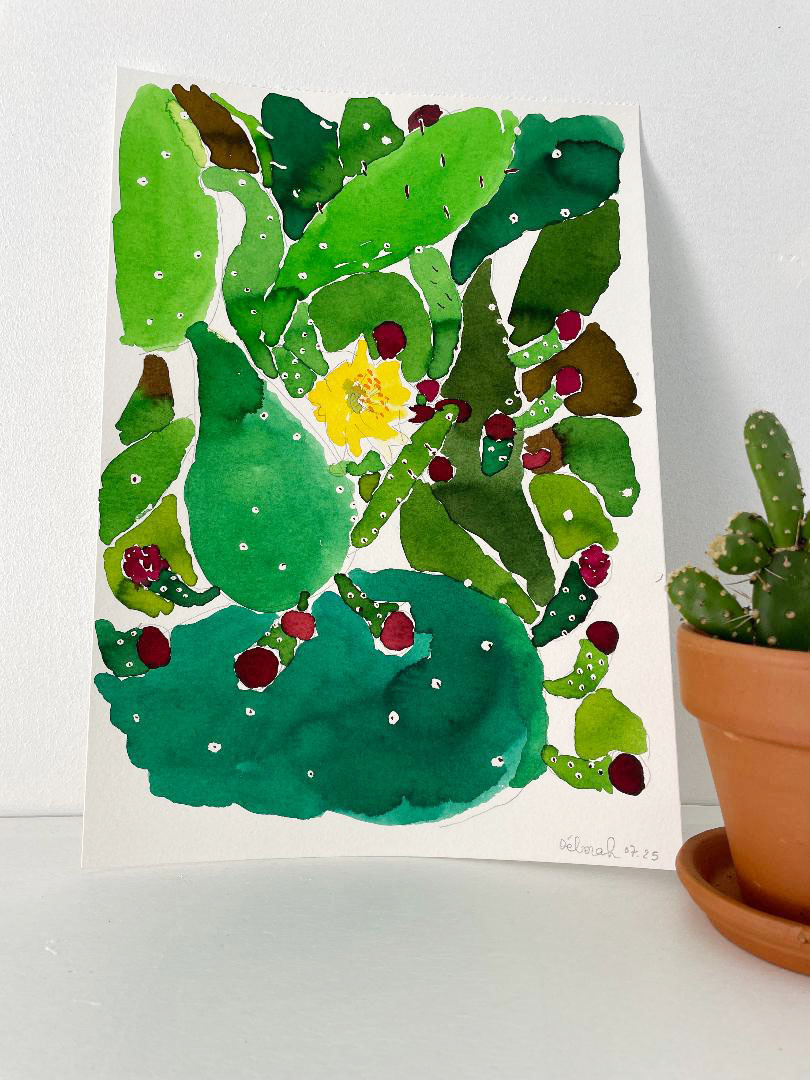 dessin "cactus à fleur jaune" – Image 3