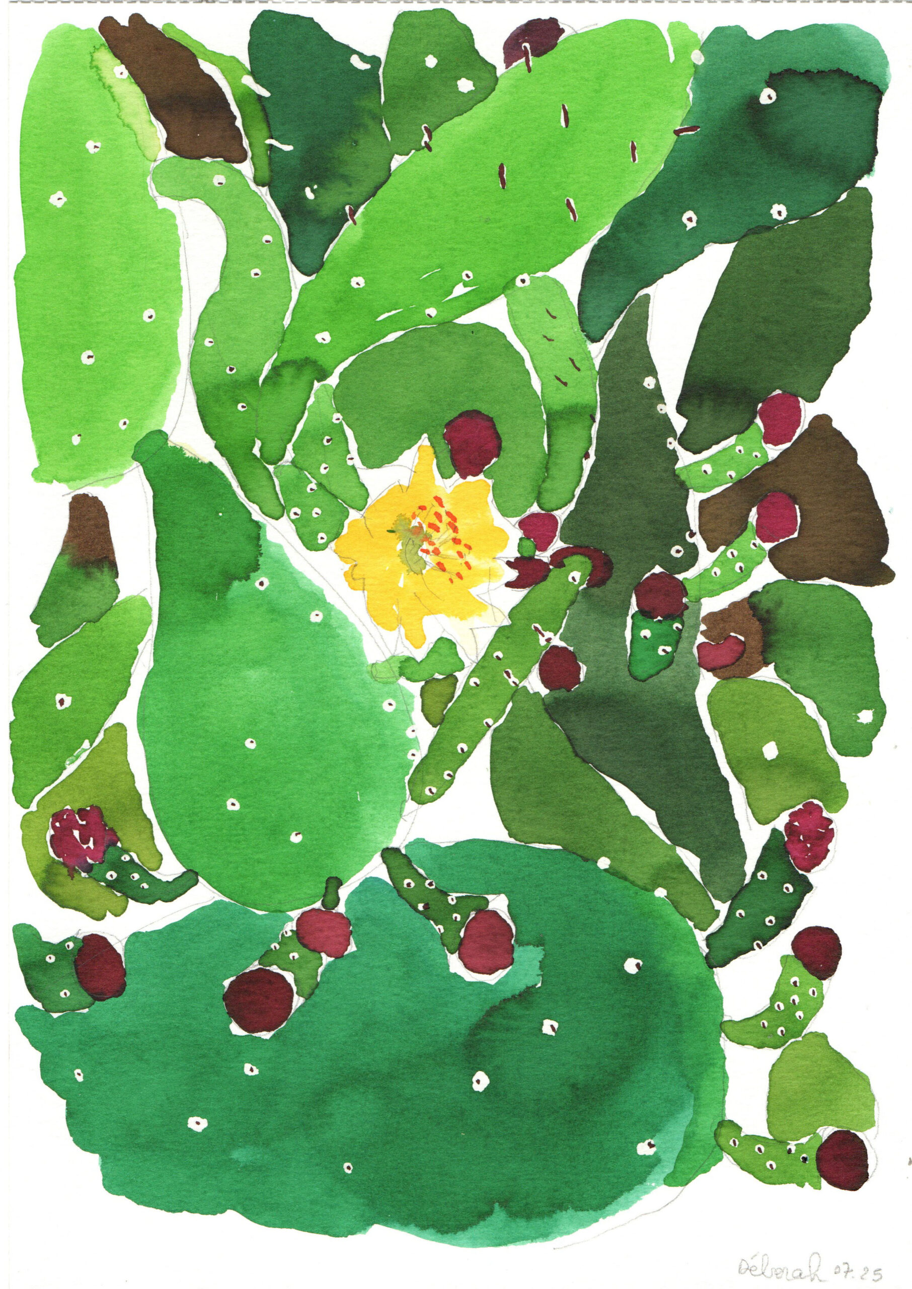 dessin "cactus à fleur jaune" – Image 2